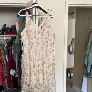 XSCAPE Off-White Dress with Gold Embellishment, NWOT, size 14